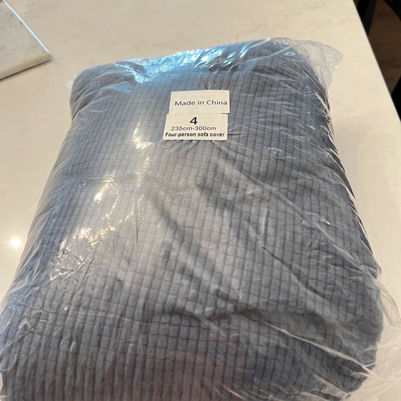 Plush Blue Ribbed Furniture Cover Accent - Picture 1 of 2